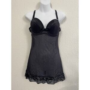 Women's Black Padded Baby Doll Nightwear Size M
